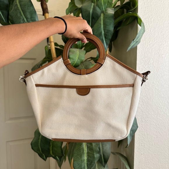 Fossil Canvas & Leather Small Tote with Long Crossbody - Picture 1 of 7
